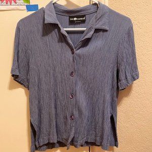 Powder Blue Pin-Stripe Button-Down Blouse